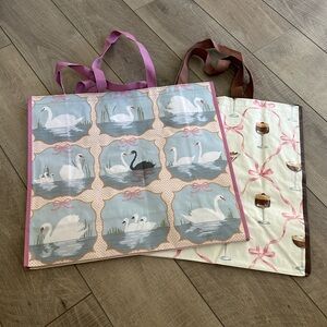 Homegoods TJMaxx Marshalls Espresso Martini Pink Bow & Swan Tote Bags NWOT